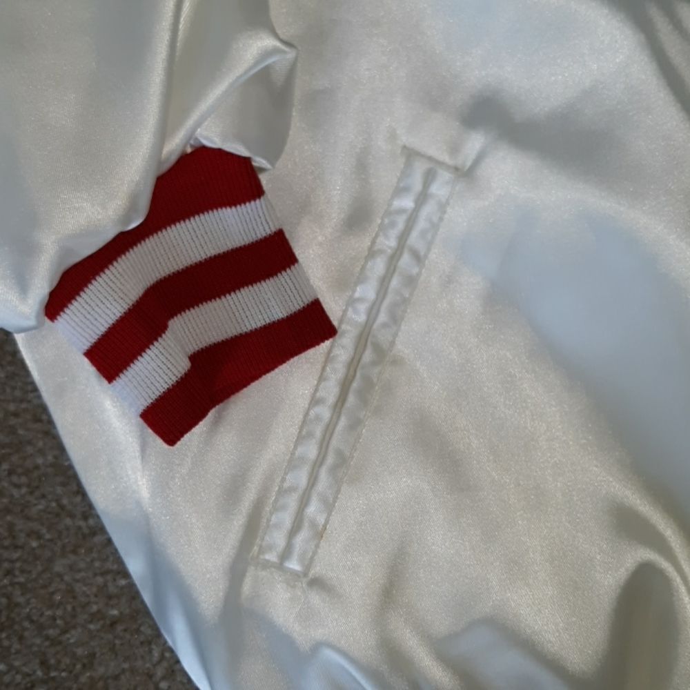 VINTAGE Windjammer 90's White Satin Bomber Jacket VFW - Picture 6 of 12